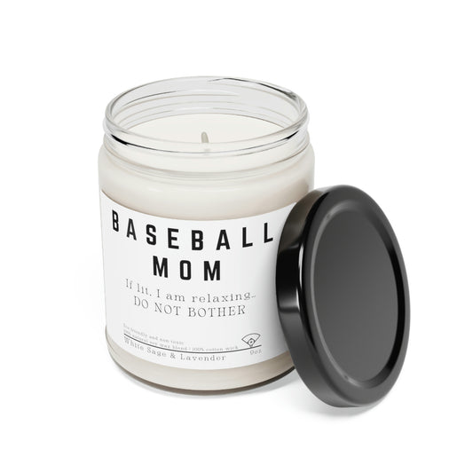 Baseball Mom Candle, Baseball Mom Gift, Mothers Day Gift, Scented Soy Candle, White Sage and Lavender Candle, Baseball Gift, Gift for Mom